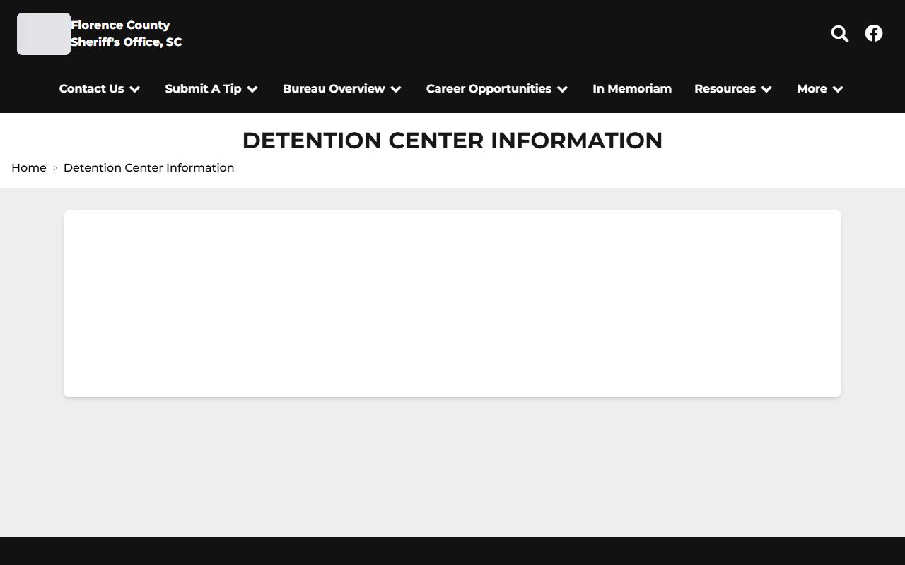 Florence County Detention Center visitation phone mail and commissary information