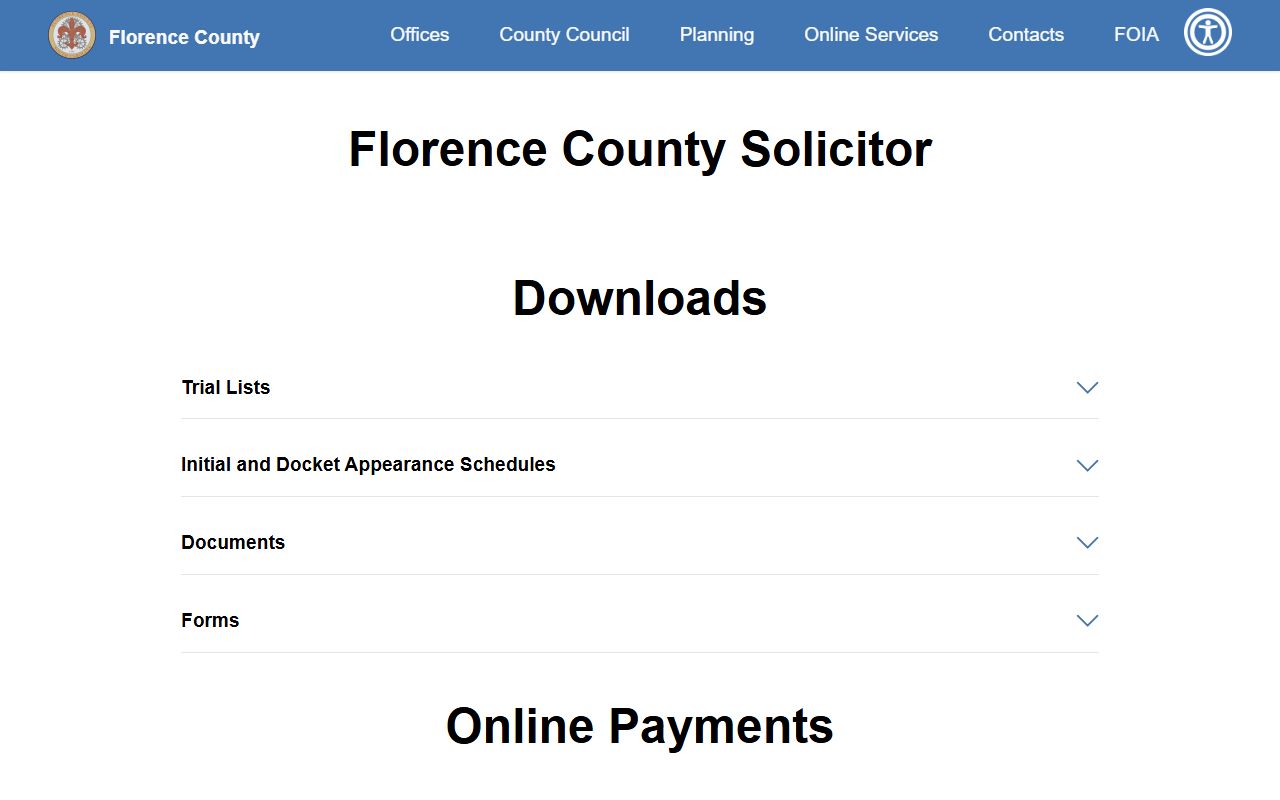 Florence County court records after jail arrest solicitor office page