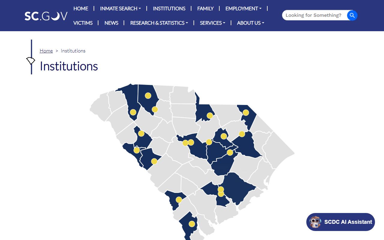 Palmer Pre-Release Center SCDC institutions page for Florence County inmate lookup